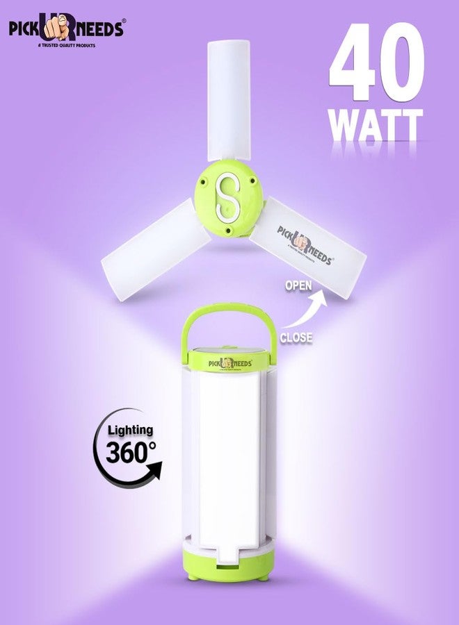 Pick Ur Needs Solar Rechargeable Emergency LED Foldable Floor Lantern Table Lamp Light (Light Green) - Image 5